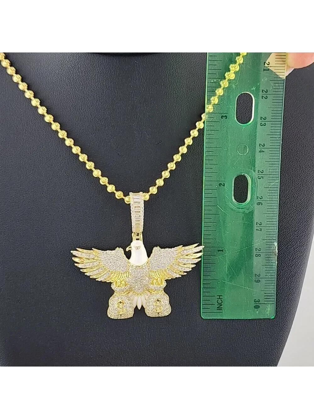 Sterling Silver 925 Flying Eagle Necklace with Two Money Bags – Bold & Symbolic